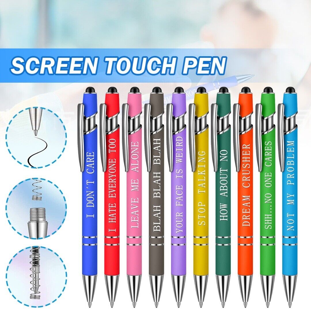 10x Funny Pens Swear Word Pen Set Black Ink Writing Pen Funny Office Diary Gift