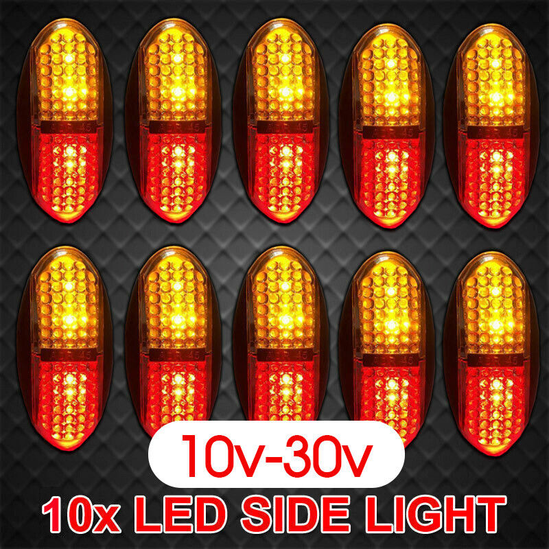 10x LED Trailer Truck 10v-30v Side Marker Amber Red Clearance Lights Indicators