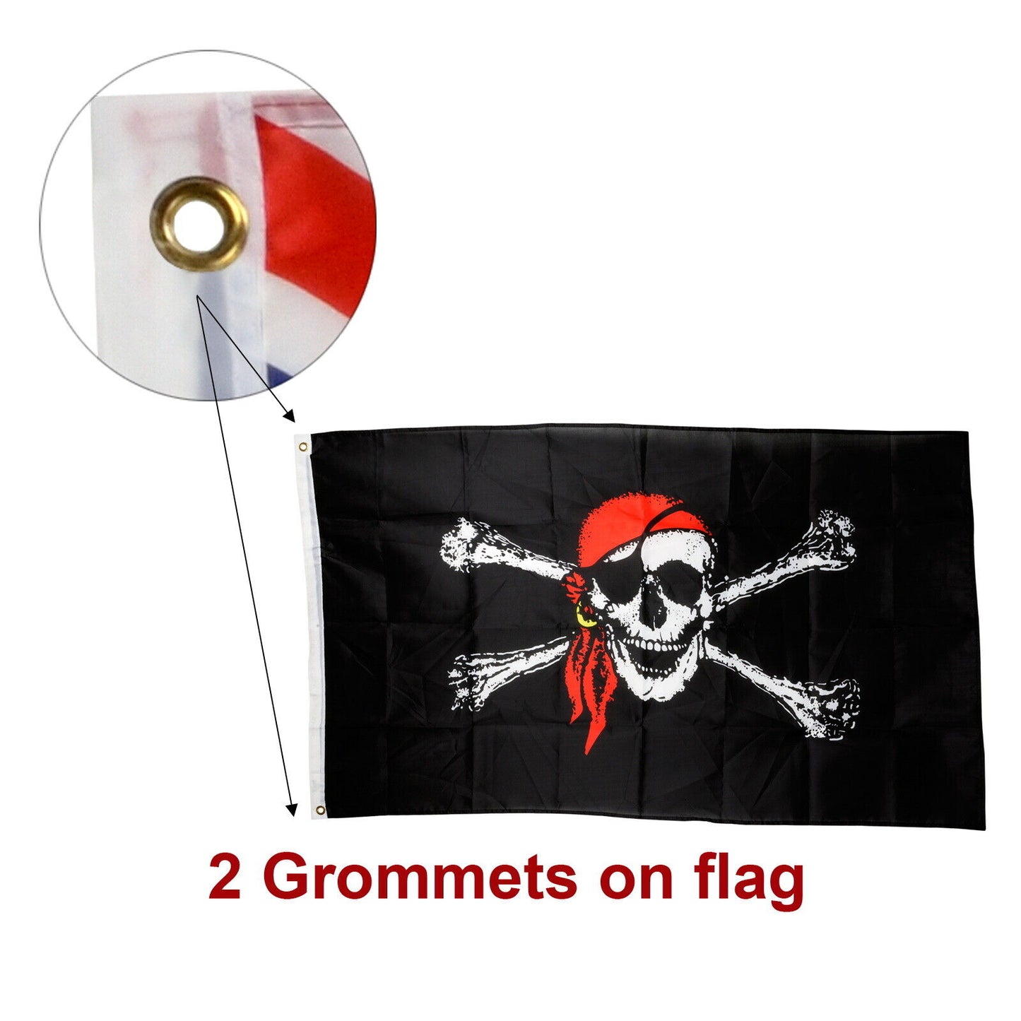 2X Jolly Roger Skull Flag 3x5 Caribbean Crossed Bones Bandana Pirate 90x150 cm