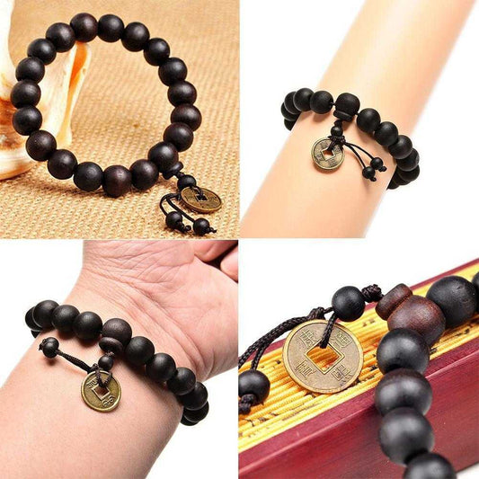 Men's Wooden 12MM Buddha Buddhist Prayer Beads Tibet Mala Bracelet N4E4