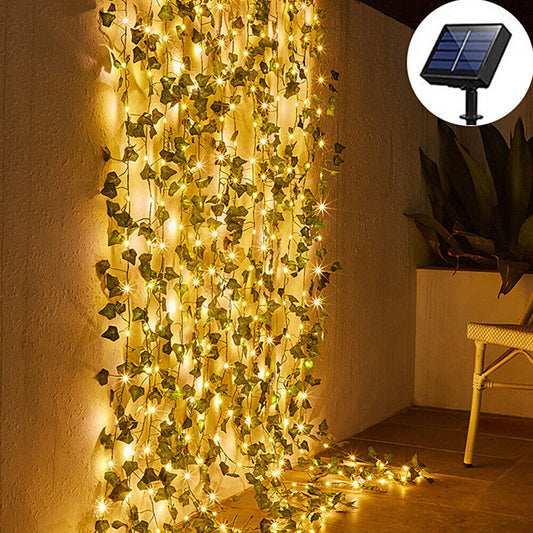 10M 100 LED Solar Powered Ivy Vine Fairy String Lights Garden Outdoor Wall Light