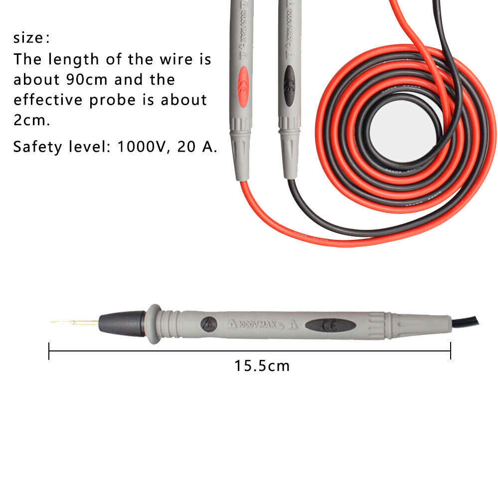 Multimeter Test Leads for Fluke Meter Electrical Alligator Clip Probes 20A 1000V