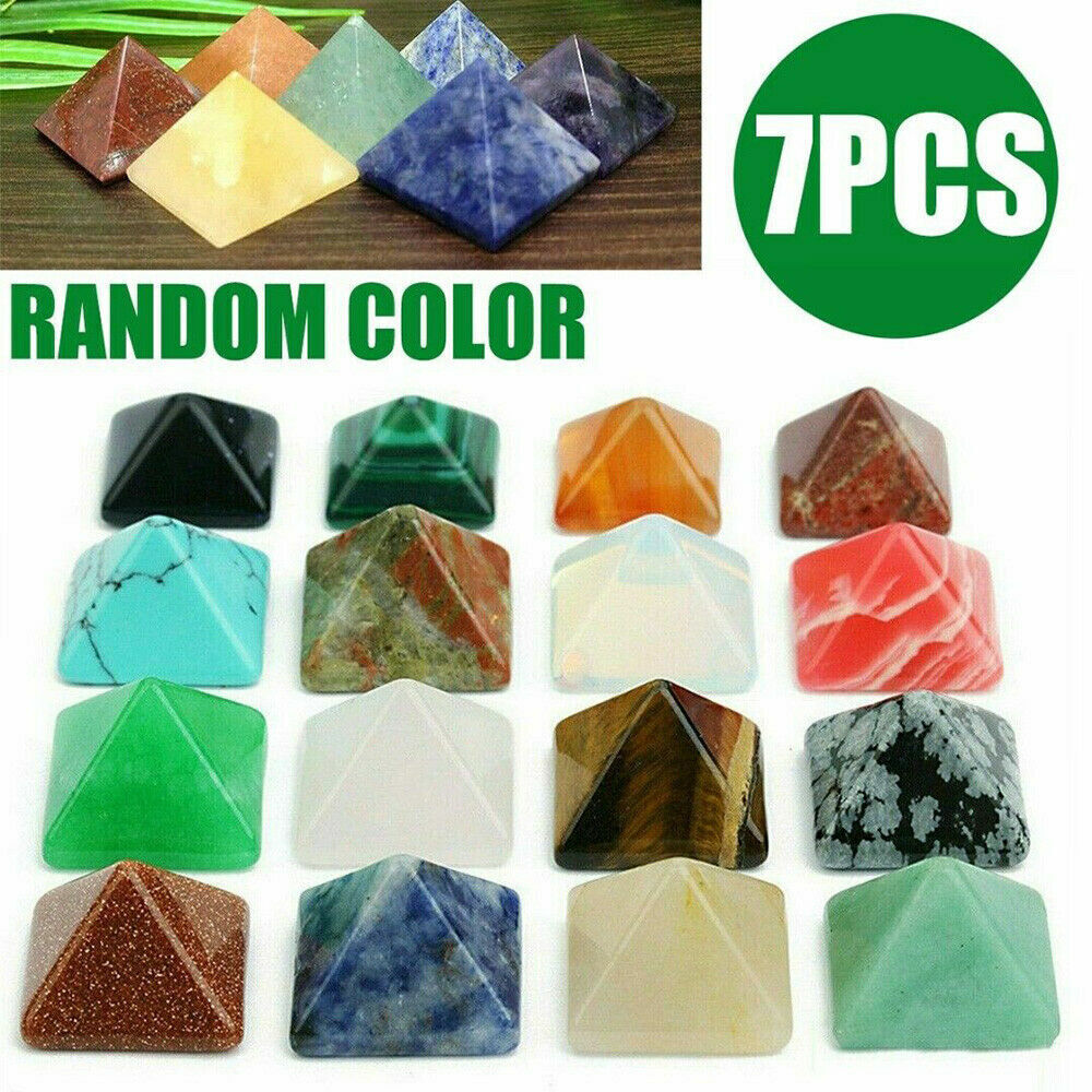 Set of 7pcs Chakra Pyramid Stone Set Crystal Healing Natural Spirituality Gems