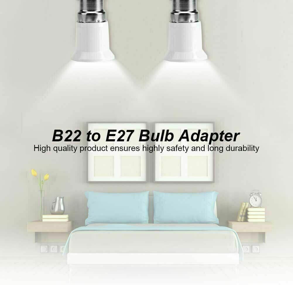 4x B22 To E27 Light Socket Adapter Bayonet Lamp Base To Edison E27 Bulb Screw