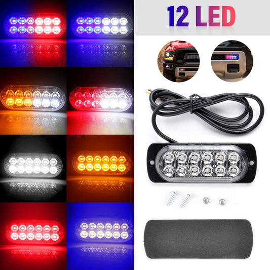 6pcs 12-LED Strobe Light Emergency Beacon Flash Warning Car Truck Lamp 12V RED BLUE