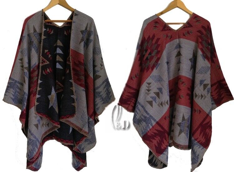 WOMENS WARM OVERSIZE PONCHO BLANKET CLOAK CAPE COAT SCARE/SHAWL SC072-1