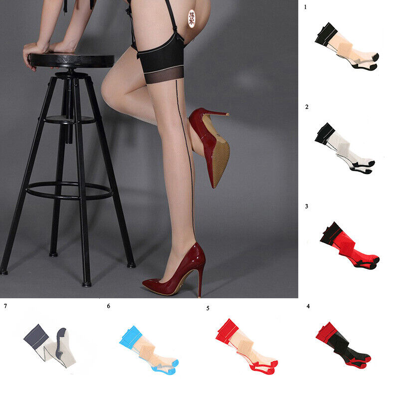 Hot Patchwork Sexy Stocking Women Lingerie Back Line Retro Transparent Stocking