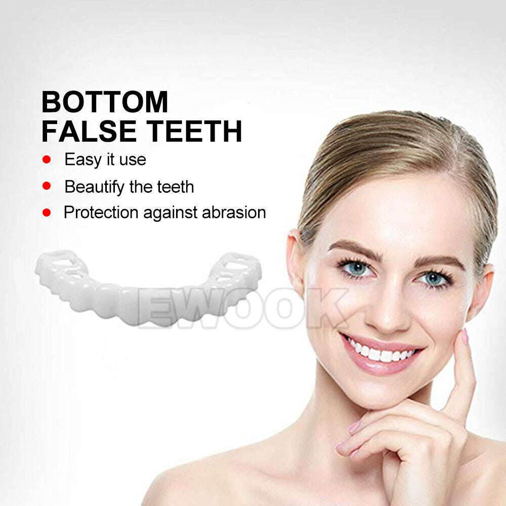 Snap On Bottom /Upper Lower False Teeth Dental Veneers Dentures Fake Tooth Smile