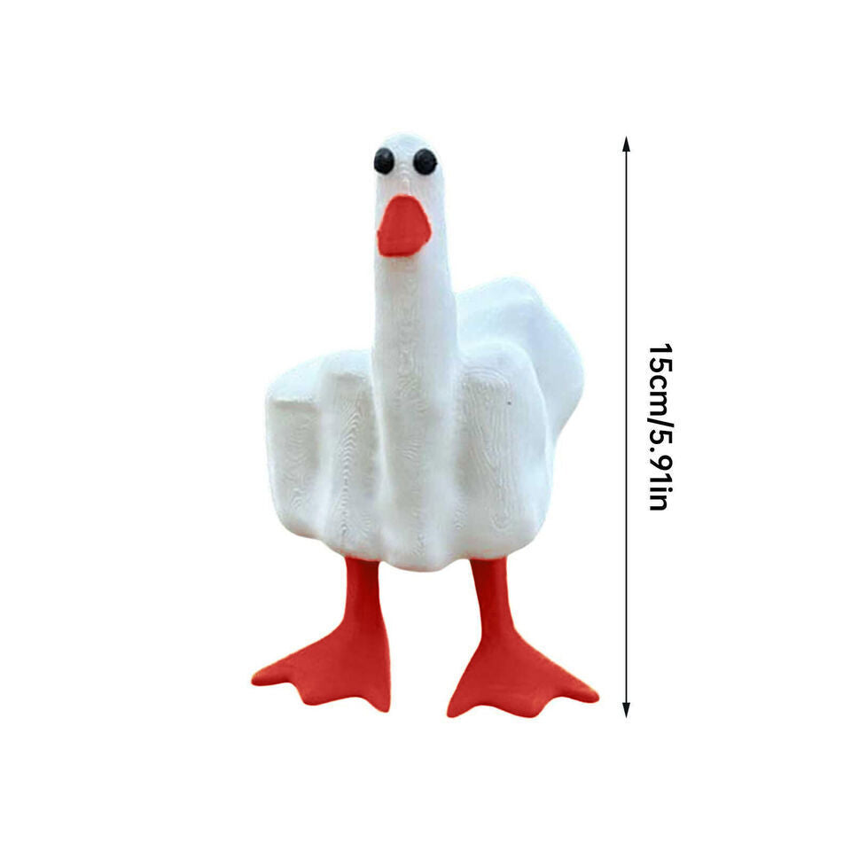 3D Funny Little Duck Resin Figurine Ornament Decor Cute Middle Finger Duck Craft