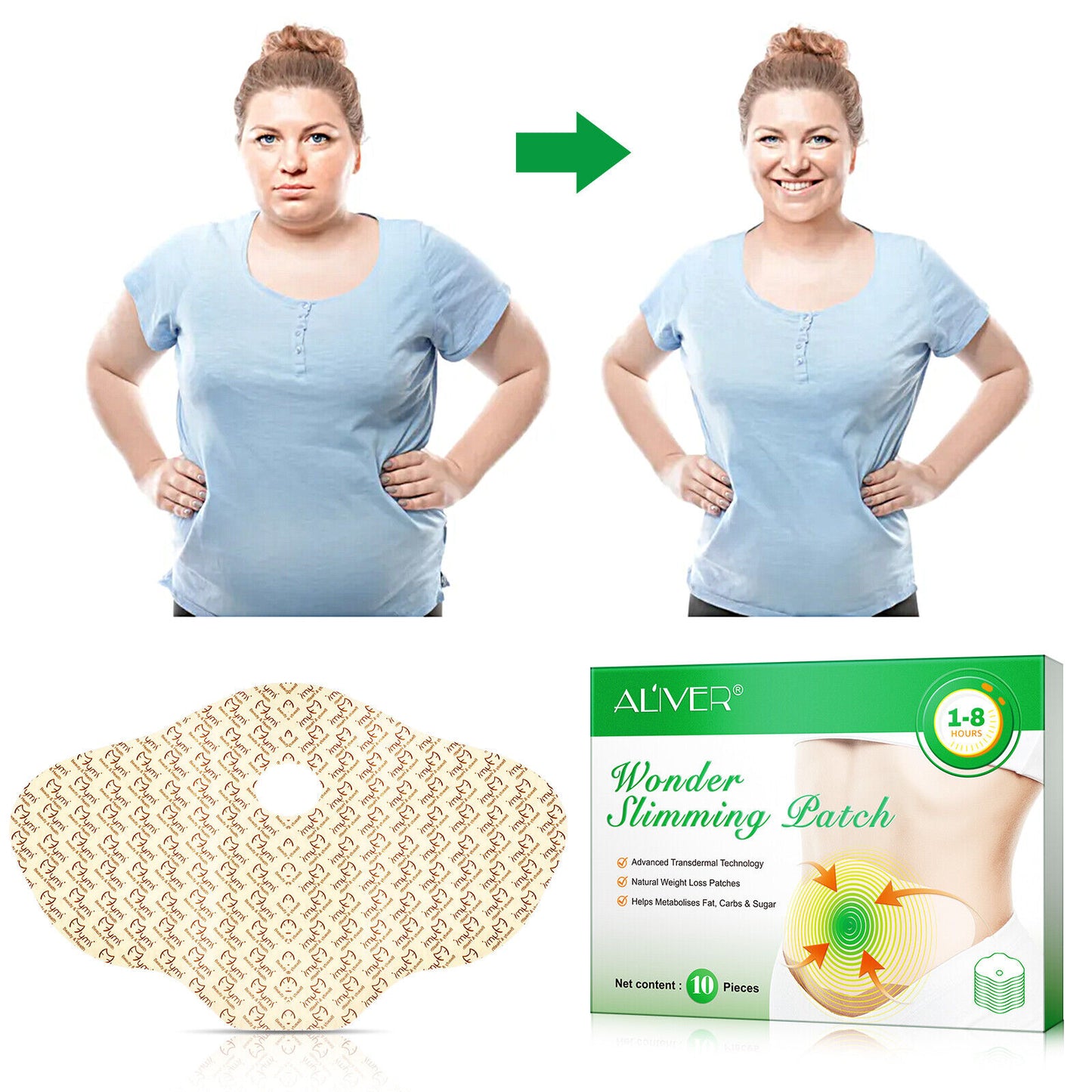 Get Rid Wonder Belly Patches Weight Loss Slimming Fat Burner Stomach Body Wrap