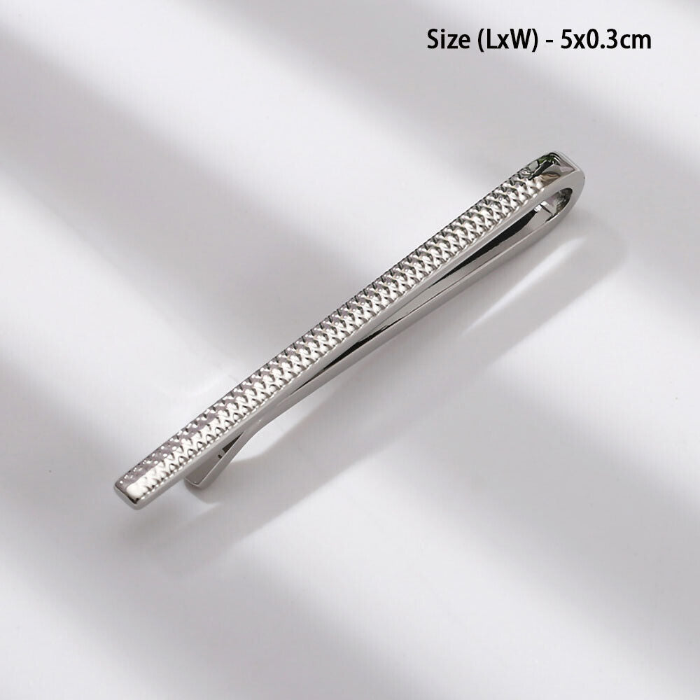 Mens New 5~6cm Clip Stainless Steel Shirt Tie Pin Bar Clasp Wedding Silver Black