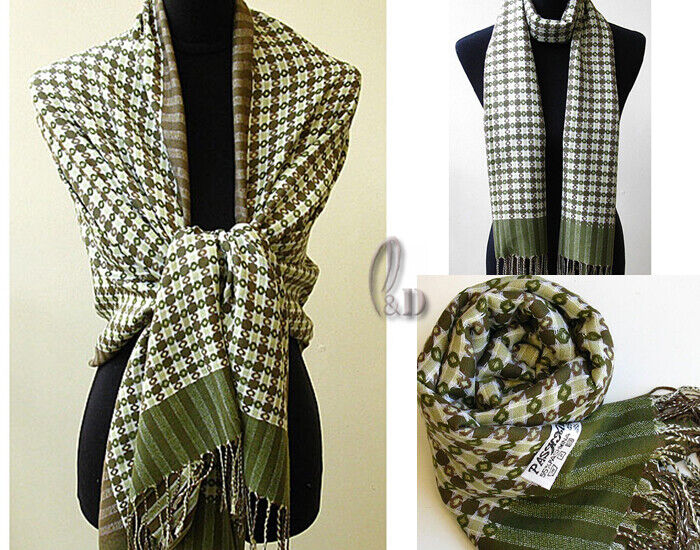 UNISEX'S PLAIDS JACQUARD SOFT PASHMINA WRAP SCARF/SHAWL SC084