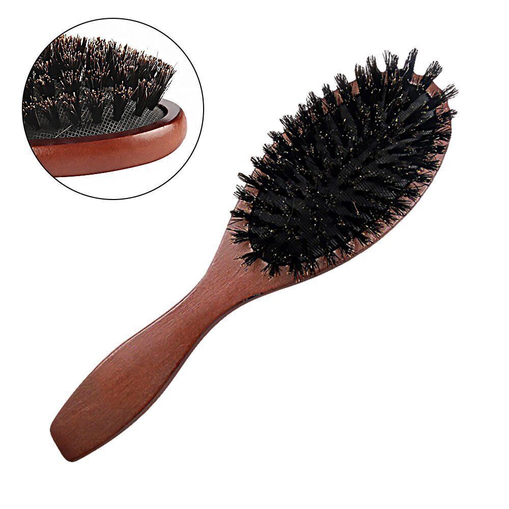 Natural Boar Bristle Brush Comb Anti-static Hairdressing Hair Styling Comb