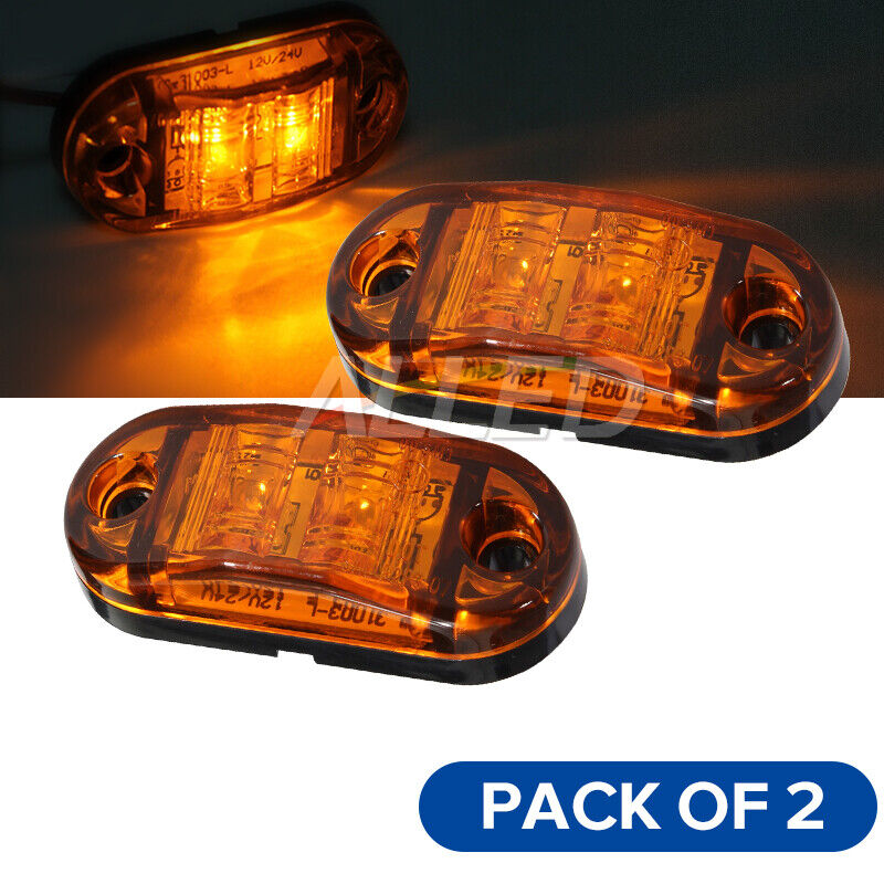 2X12V DC 2.6" Amber LED Side Marker Lights Clearance Indicators Caravan RV Truck