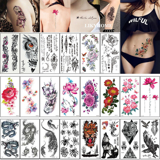 Waterproof Fake Tattoo Sheet Sticker Floral 3D Flowers Body Art Skin Temporary