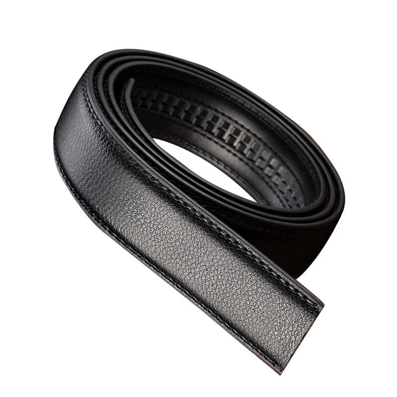 2X Luxury Men Leather Automatic Ribbon Waist Strap Belt Without Buckle Black