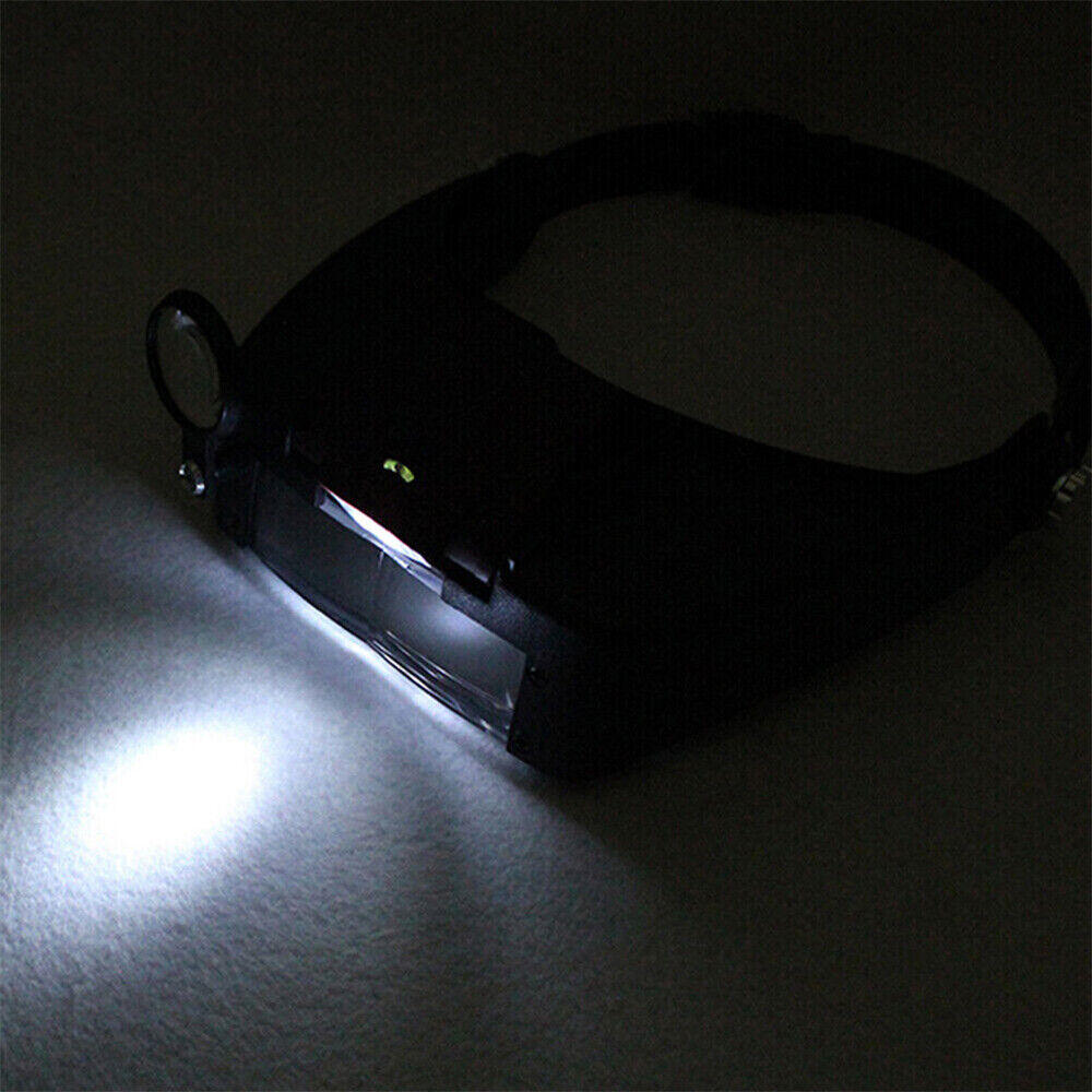 Jewelers Head Headband Magnifier LED Illuminated Visor Magnifying Glasses Loupe