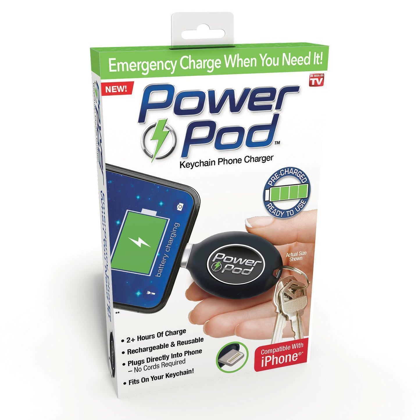 Power Pod Keychain Phone Charger Portable Emergency Phone Charger As Seen On TV