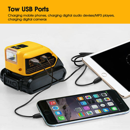 USB TypeCAdapter for DEWALT 14.4V to 20V MAX XR Lithium Battery LED Work Light