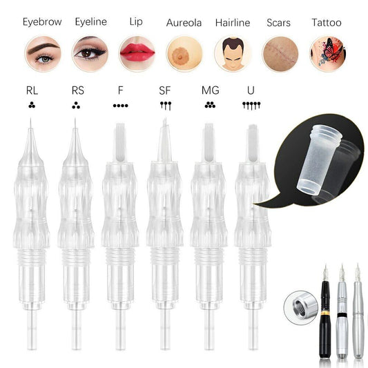 10PCS Disposable Eyebrow Membrane Tattoo Needles Cartridges Backflow Prevention