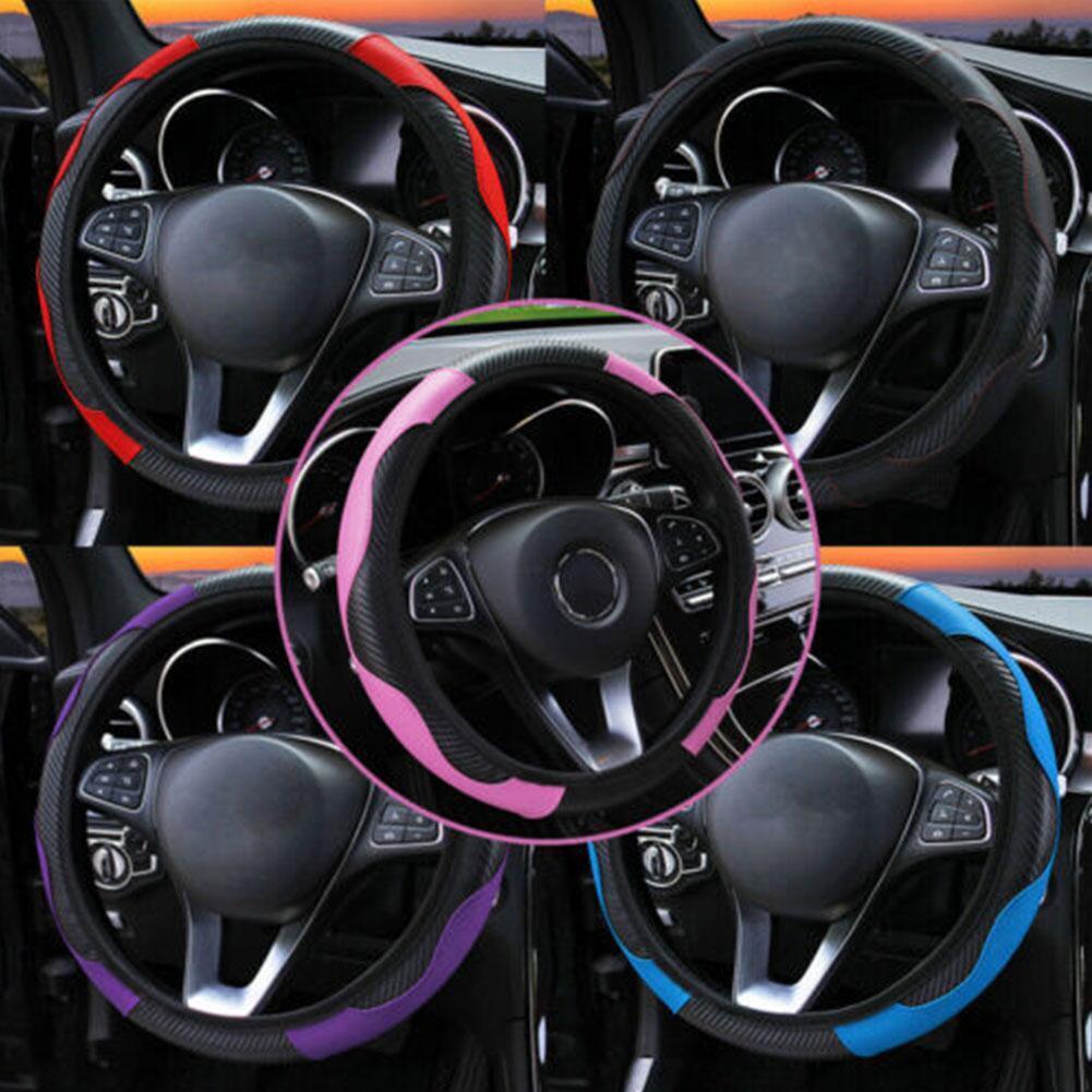 Leather Car Steering Wheel Cover Anti-slip Accessories 38CM/15inch>`~ M8F4