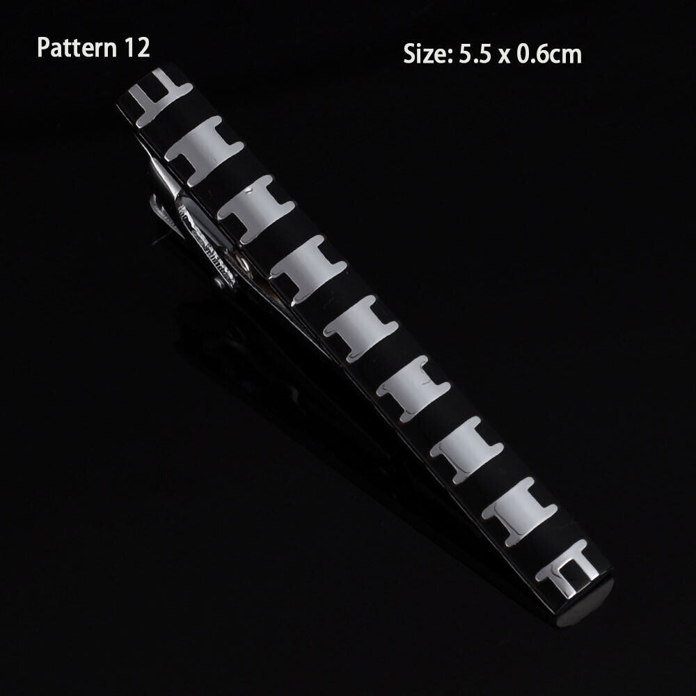 Mens New 5~6cm Clip Stainless Steel Shirt Tie Pin Bar Clasp Wedding Silver Black