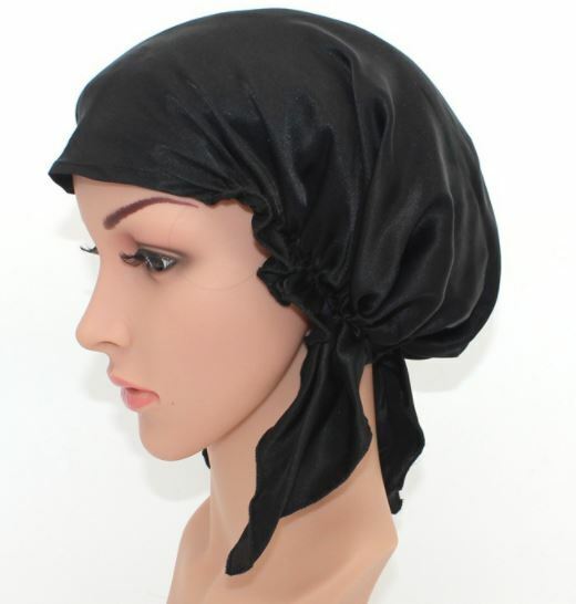 Pure Silk Womens Sleep Cap Hat Wrap Hot Hair Care Elastic Sleeping Bonnet Night