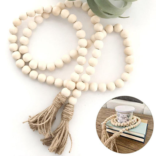 Tassel Farmhouse Beads Natural Wooden Bead Garland Kids Baby Nursery Room Decor