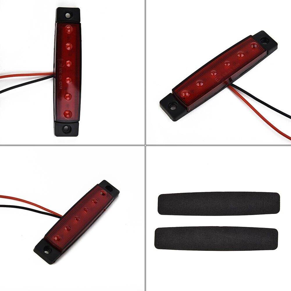 Set of 2 Waterproof 6 LED Red Brake Stop Tail Lights for Trucks and Trailers