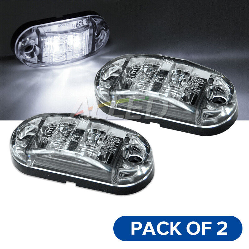 2X Cool White 12v LED Side Marker Clearance Lights Indicators Trailer Caravan RV