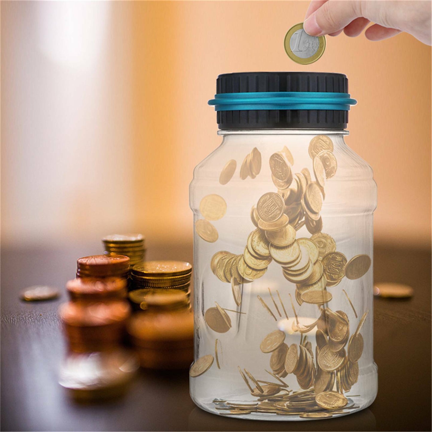 Coin Counting Money Jar Digital LCD Display OZ Coins Piggy Bank Box