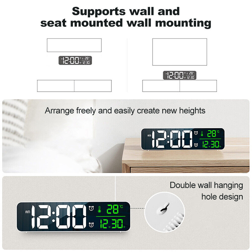 Digital Clock LED Display Desk Table Temperature Alarm Time Modern Home Decor