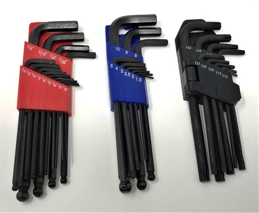 31 pcs Hex Allen L Wrench SAE & Metric & TORX Set Long Arm with tool holder