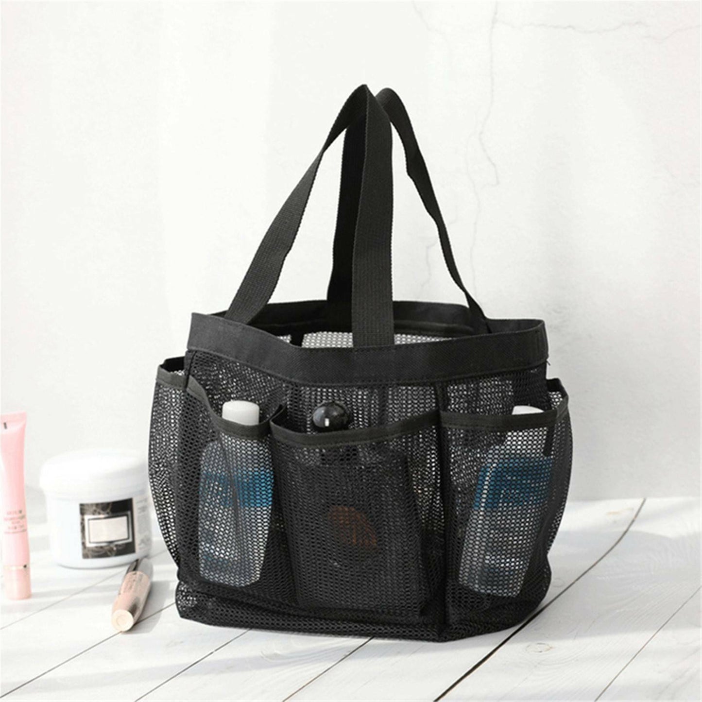 Mesh Shower Bag Caddy 8 Pocket Bathroom Tote Toiletry Bath Organizer Portable