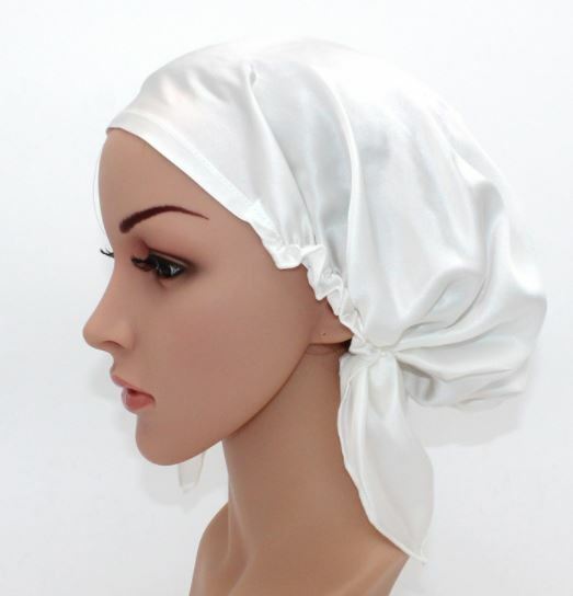 Pure Silk Womens Sleep Cap Hat Wrap Hot Hair Care Elastic Sleeping Bonnet Night