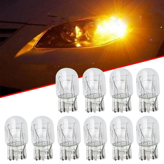 10PCS T20 7443 1891 21/5W Clear Glass Turn Signal Stop Brake Tail Light Bulbs