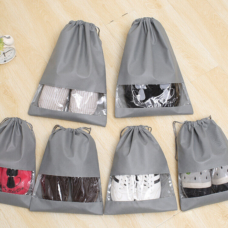 5x Portable Shoes Bag Travel Sport Storage Pouch Drawstring Dust Bags Non-Woven