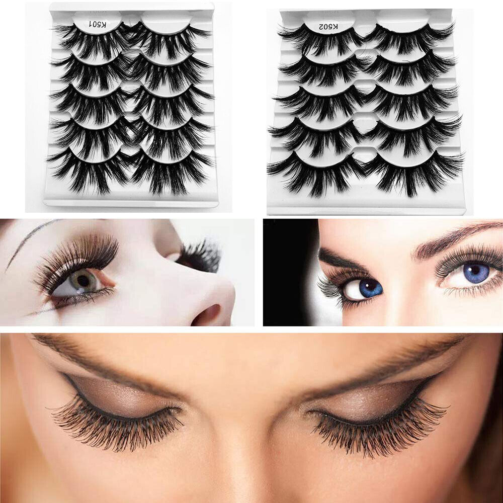 5 Pairs Mink 3D Natural Thick False Fake Eyelashes Eye Lashes Makeup Extension