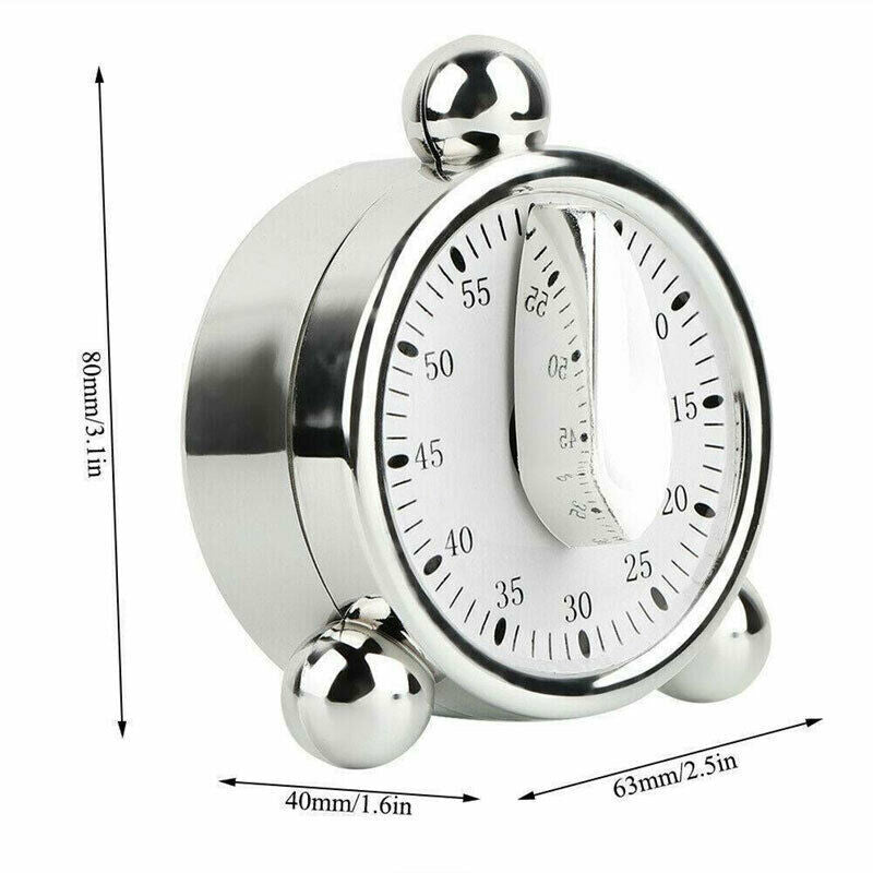 60 Minutes Mechanical Timer Kitchen Baking Cooking Reminder Loud Alarm Clock