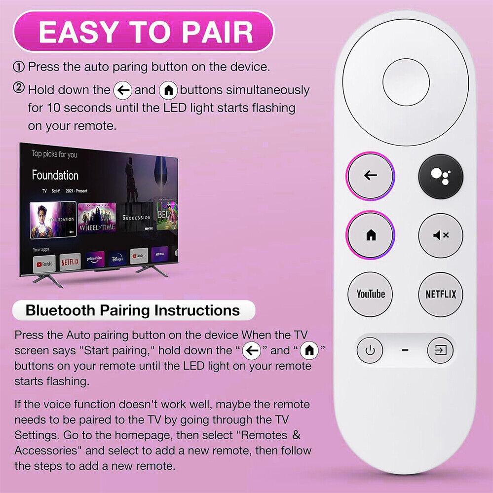 New Replacement For Chromecast With Google TV Voice Bluetooth Remote Control IR