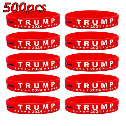 500Pcs 2024 Silicone Bracelet Party Favor Keep America Great Wristband