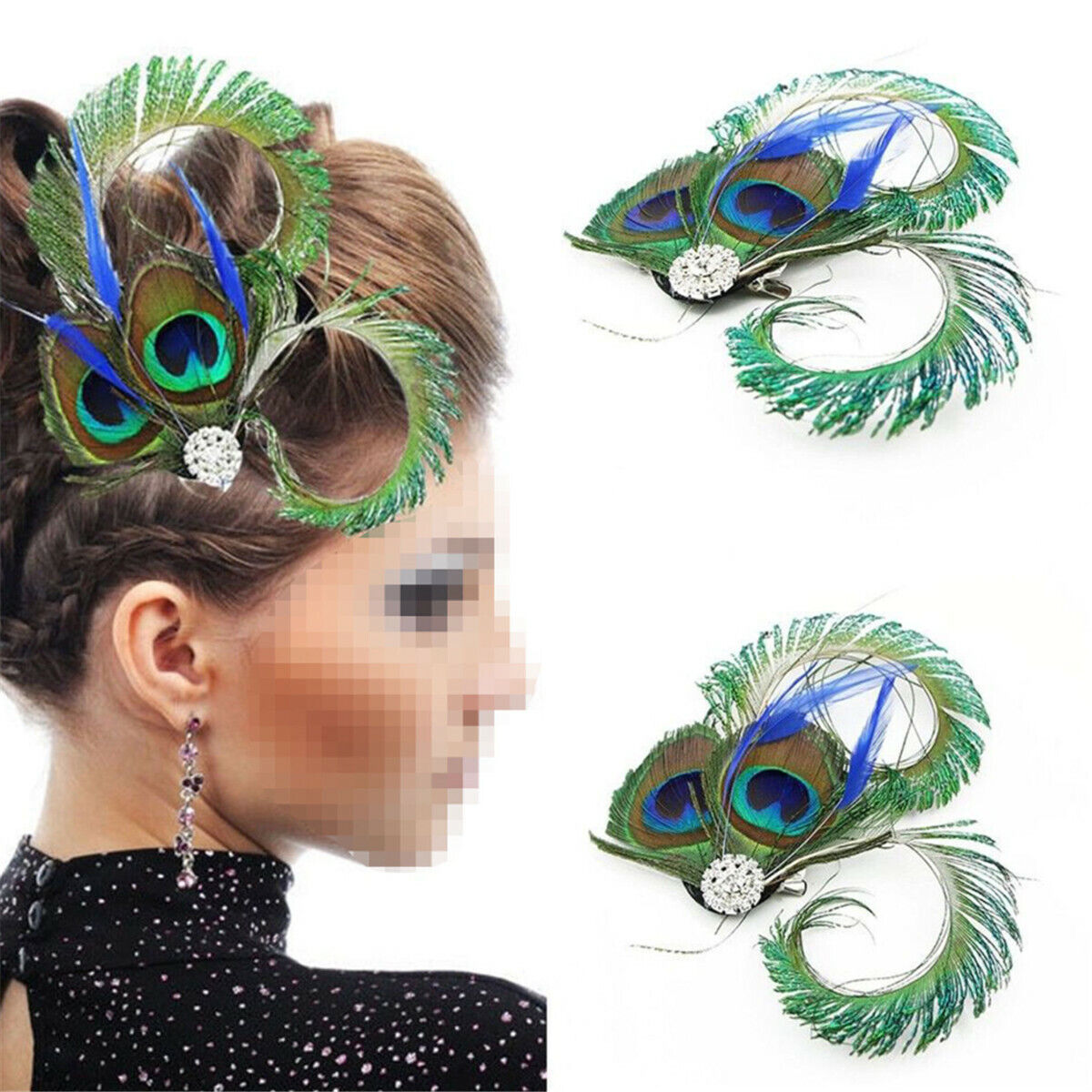 Vintage Peacock Feather Fascinator Hair Clip Hairpin Wedding Party Headpiece