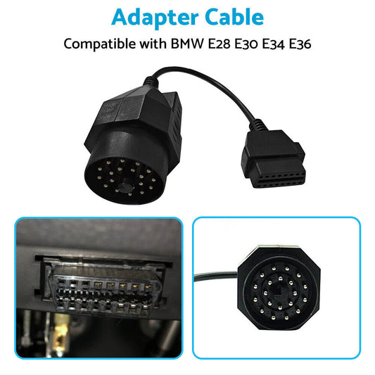 Diagnostic Connector Cable for BMW E36 E38 E39 E46 20 Pin to 16 Pin OBD2 Adapter