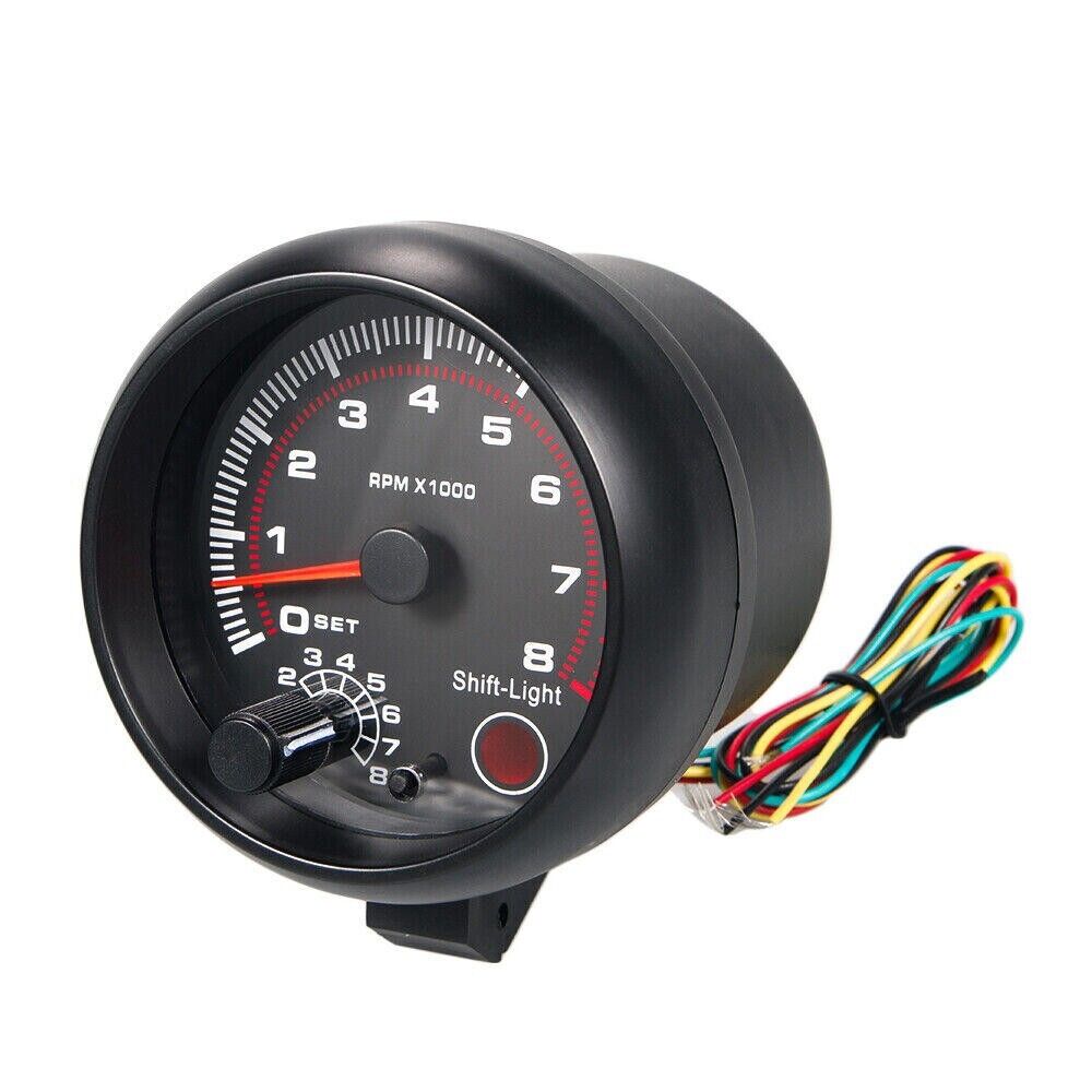 3.75" Car 12V Tachometer Tacho Gauge Meter 0-8000 RPM Shift Light Universal