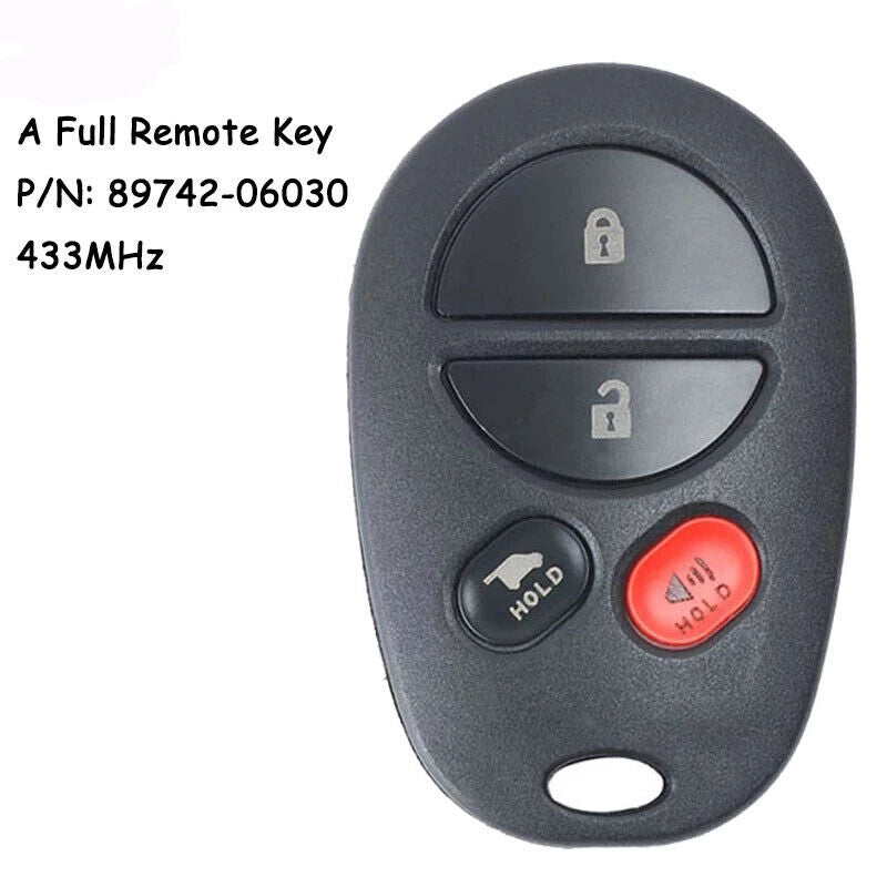 FULL Remote Car Key Fob Suit for TOYOTA CAMRY 2006 2007 2008 2009 2010 2011 4B