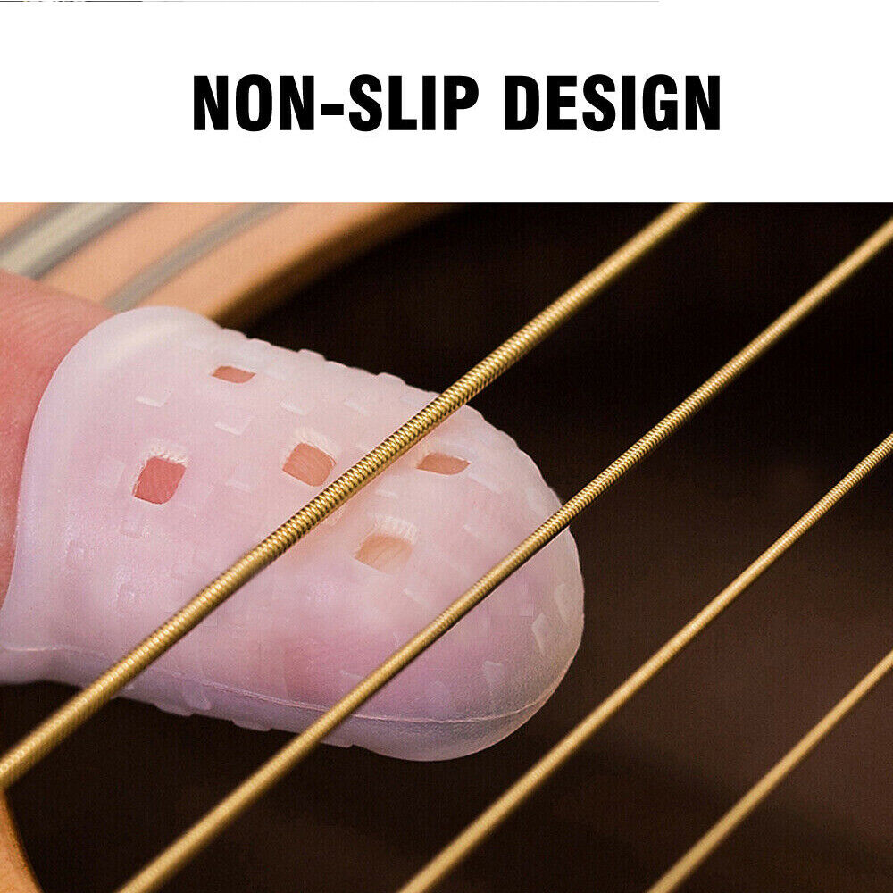 5PCS Silicone Guitar Ukulele Fingertip Protectors Finger + Fingerboard Sticker