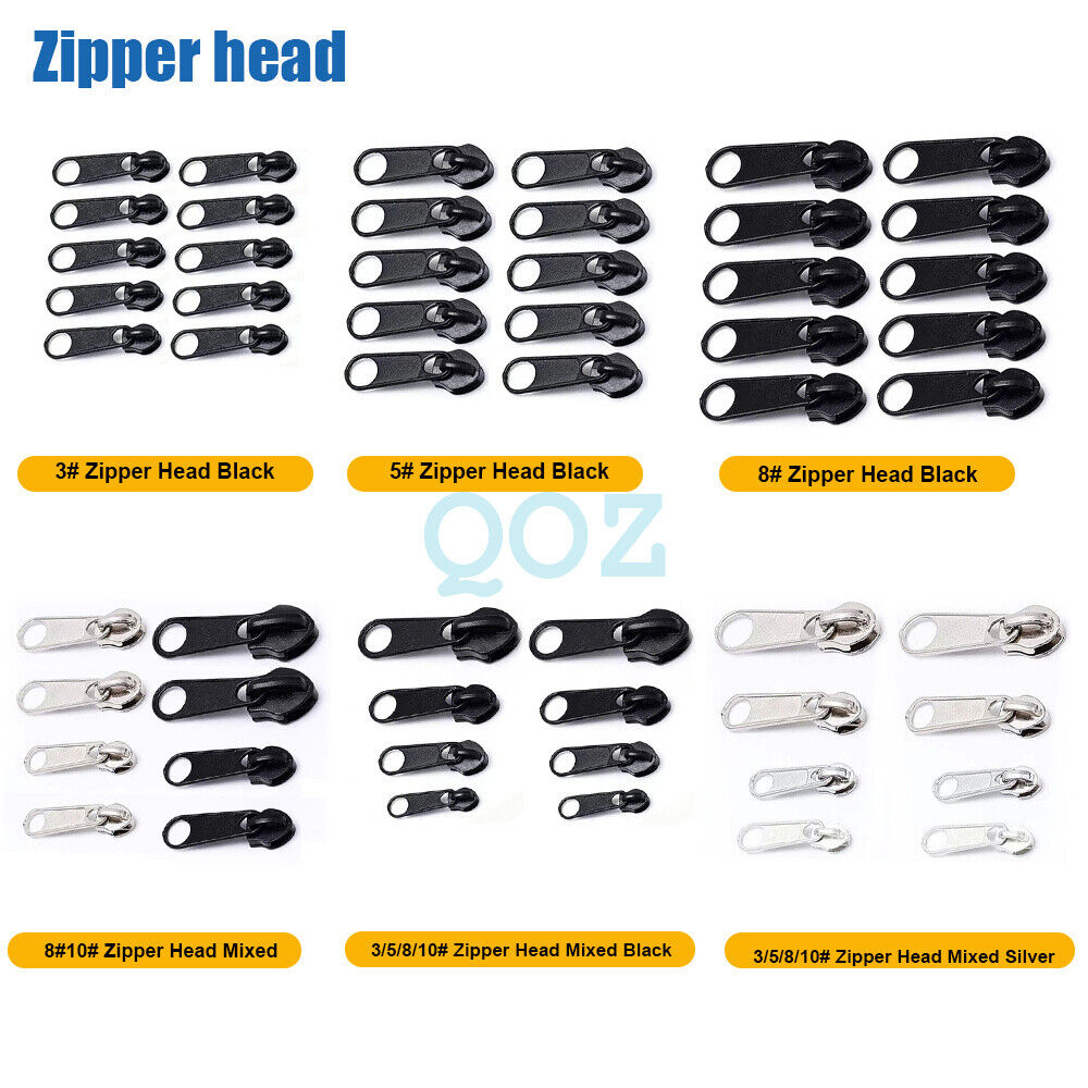 30x Universal Zippers Head Repair Kit Replacement Instant Zip Slider Zipper