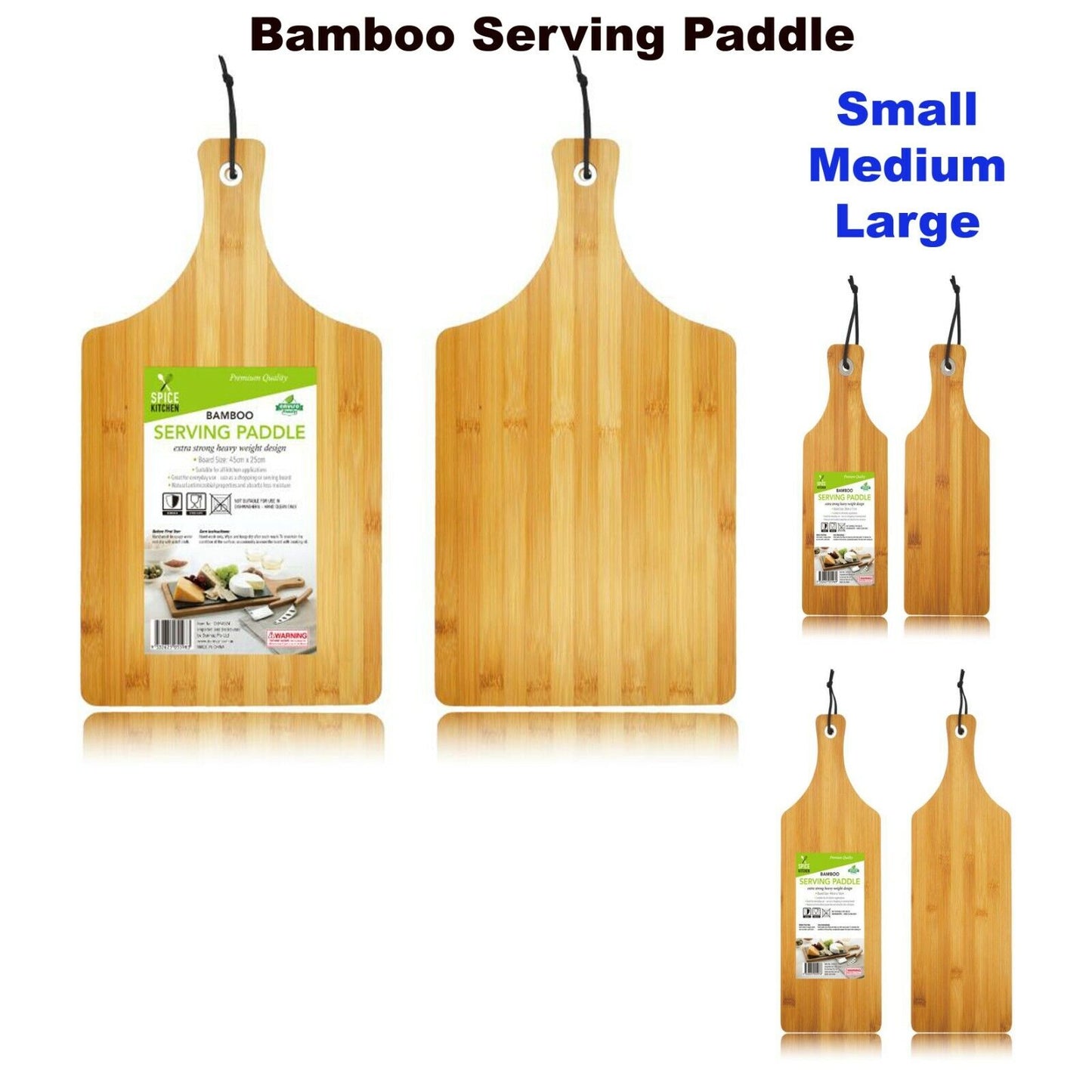 Bamboo Serving Paddle Cutting Board Tray Platter Food Cheese Chopping