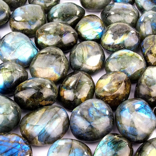 Natural Labradorite Polished Crystal Quartz Ore Specimen Palm Stone Worry Stone