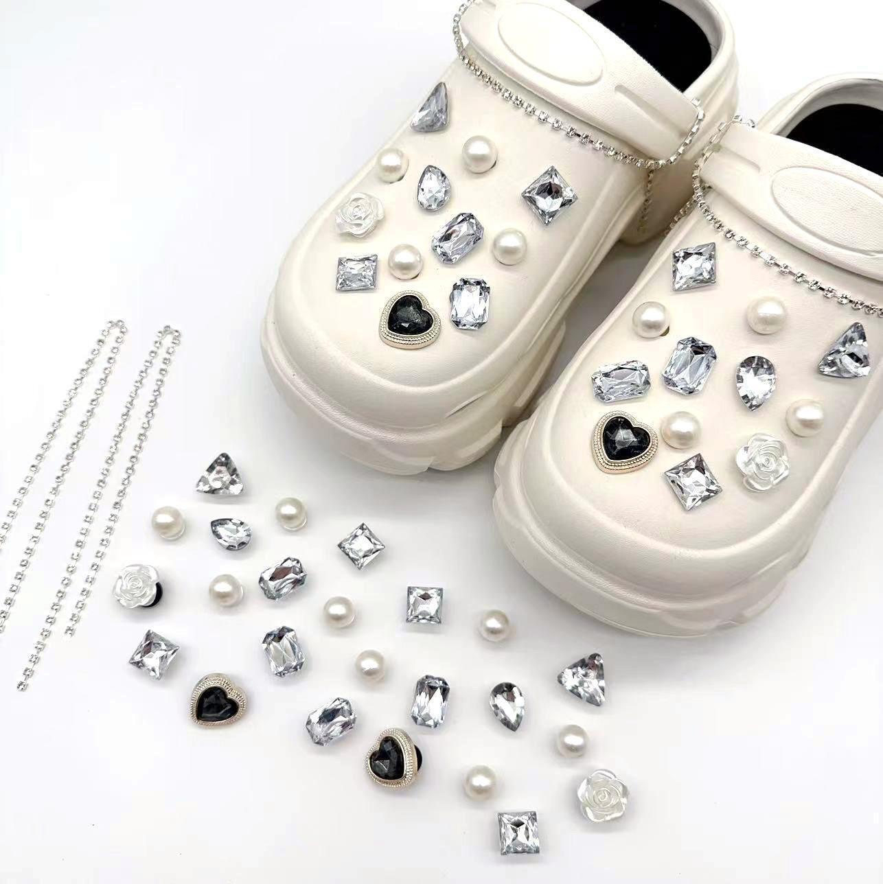 Rhinestone Faux Pearl Girl Shoes Charms Bling For Croc Shoe DIY Accessories